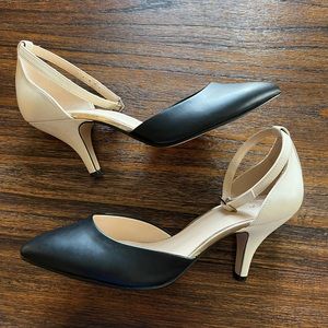 APT 9 two toned ankle strap kitten heels. Size 9.